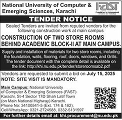 National University of Computer & Emerging Sciences Karachi Tender Notice